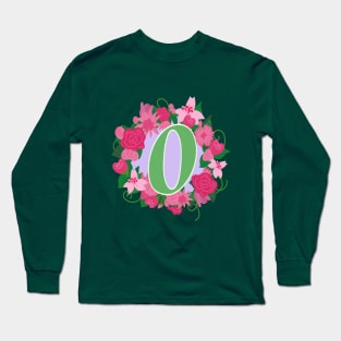 Monogram O, Personalized Floral Initial Long Sleeve T-Shirt